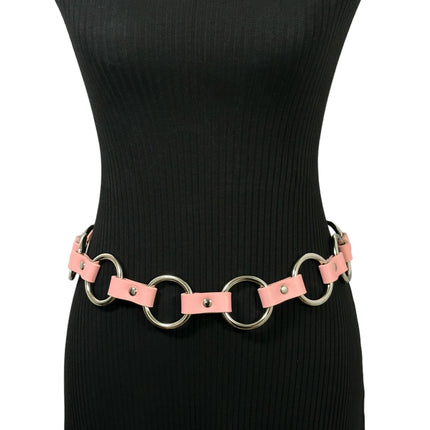 BT110M-PINK PASTEL VEGAN LEATHER 1 1/4" RING LINK BELT