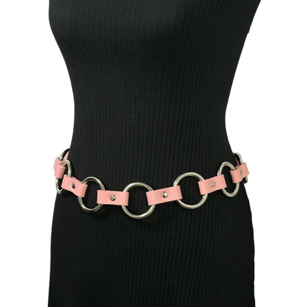 BT110M-PINK PASTEL VEGAN LEATHER 1 1/4" RING LINK BELT