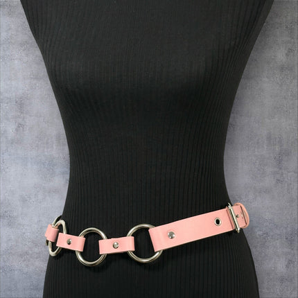 BT110M-PINK PASTEL VEGAN LEATHER 1 1/4" RING LINK BELT