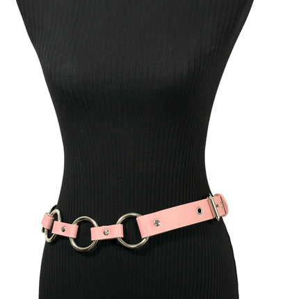 BT110M-PINK PASTEL VEGAN LEATHER 1 1/4" RING LINK BELT