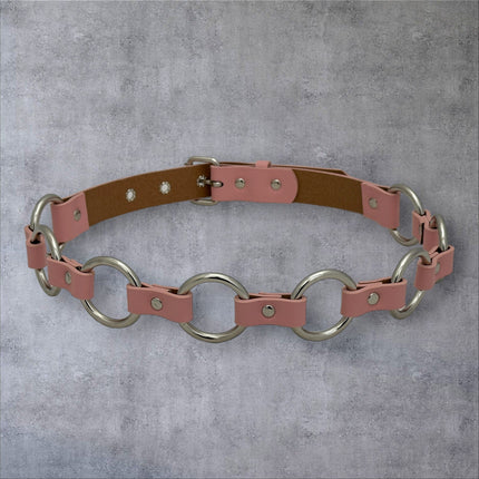 BT110M-PINK PASTEL VEGAN LEATHER 1 1/4" RING LINK BELT