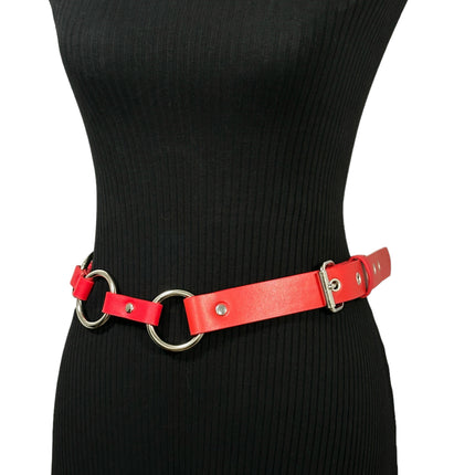 BT110M-RED  VEGAN LEATHER 1 1/4" RING LINK BELT (Copy)