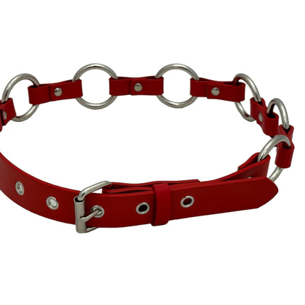 BT110M-RED  VEGAN LEATHER 1 1/4" RING LINK BELT (Copy)