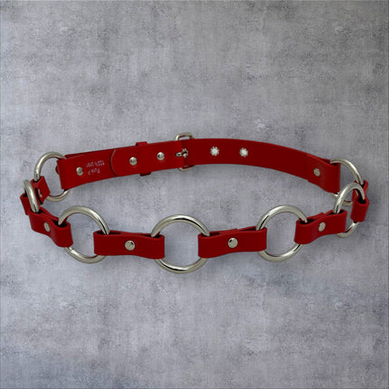 BT110M-RED  VEGAN LEATHER 1 1/4" RING LINK BELT (Copy)