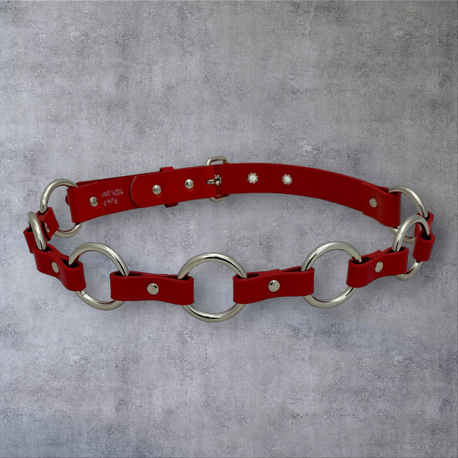 BT110M-RED  VEGAN LEATHER 1 1/4" RING LINK BELT (Copy)