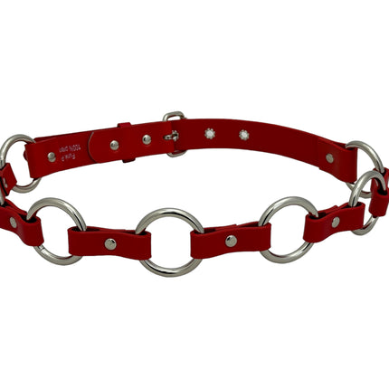 BT110M-RED  VEGAN LEATHER 1 1/4" RING LINK BELT (Copy)