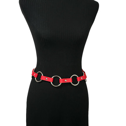 BT110M-RED  VEGAN LEATHER 1 1/4" RING LINK BELT (Copy)