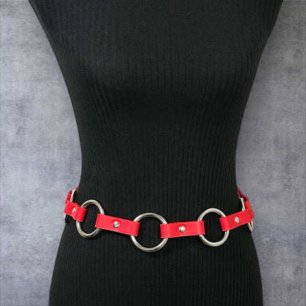 BT110M-RED  VEGAN LEATHER 1 1/4" RING LINK BELT (Copy)