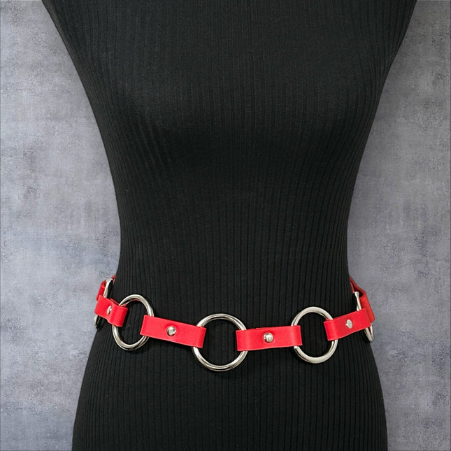 BT110M-RED  VEGAN LEATHER 1 1/4" RING LINK BELT (Copy)