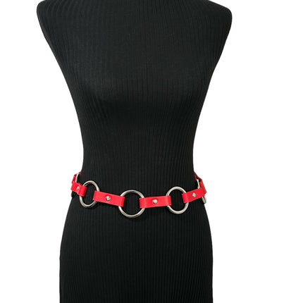 BT110M-RED  VEGAN LEATHER 1 1/4" RING LINK BELT (Copy)