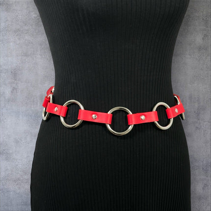 BT110M-RED  VEGAN LEATHER 1 1/4" RING LINK BELT (Copy)