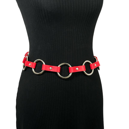 BT110M-RED  VEGAN LEATHER 1 1/4" RING LINK BELT (Copy)