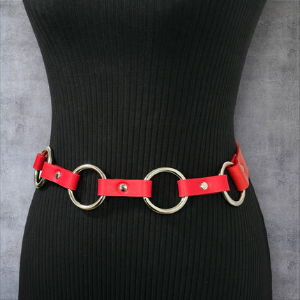 BT110M-RED  VEGAN LEATHER 1 1/4" RING LINK BELT (Copy)