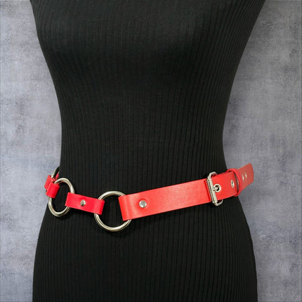 BT110M-RED  VEGAN LEATHER 1 1/4" RING LINK BELT (Copy)