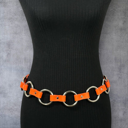 BT110M-TANGERINE  VEGAN LEATHER 1 1/4" RING LINK BELT