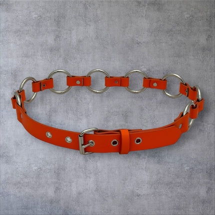 BT110M-TANGERINE  VEGAN LEATHER 1 1/4" RING LINK BELT