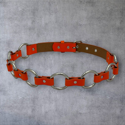 BT110M-TANGERINE  VEGAN LEATHER 1 1/4" RING LINK BELT