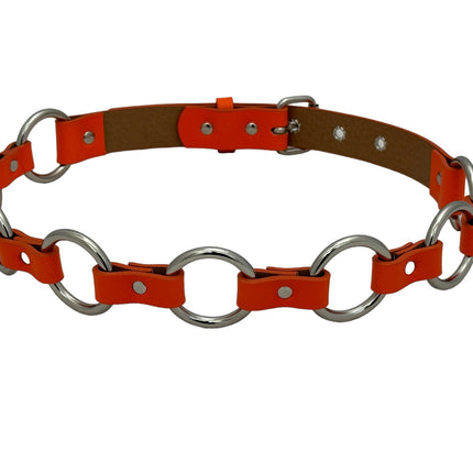 BT110M-TANGERINE  VEGAN LEATHER 1 1/4" RING LINK BELT