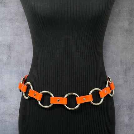 BT110M-TANGERINE  VEGAN LEATHER 1 1/4" RING LINK BELT