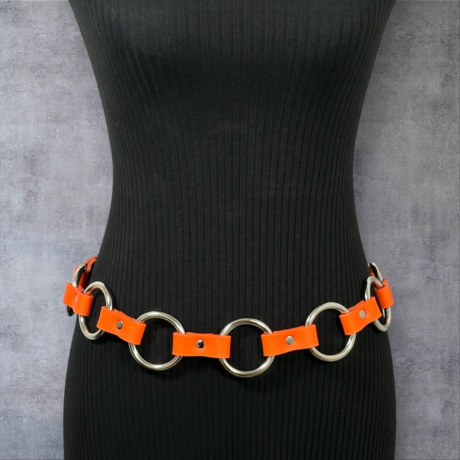 BT110M-TANGERINE  VEGAN LEATHER 1 1/4" RING LINK BELT