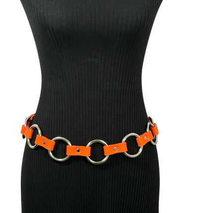 BT110M-TANGERINE  VEGAN LEATHER 1 1/4" RING LINK BELT