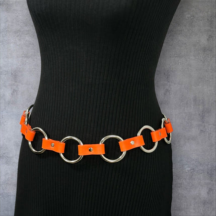 BT110M-TANGERINE  VEGAN LEATHER 1 1/4" RING LINK BELT