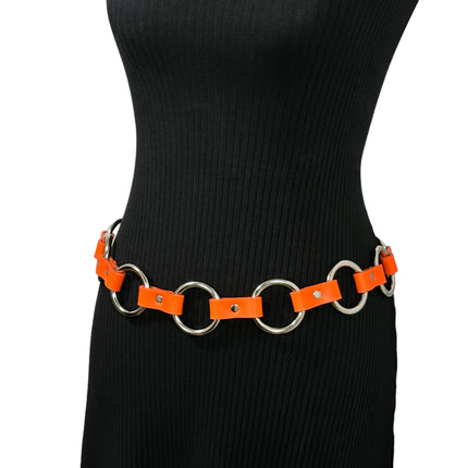 BT110M-TANGERINE  VEGAN LEATHER 1 1/4" RING LINK BELT