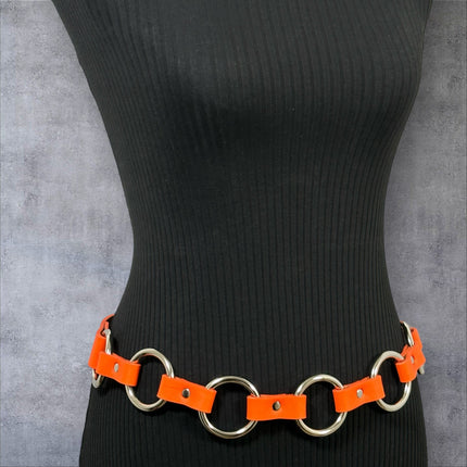 BT110M-TANGERINE  VEGAN LEATHER 1 1/4" RING LINK BELT