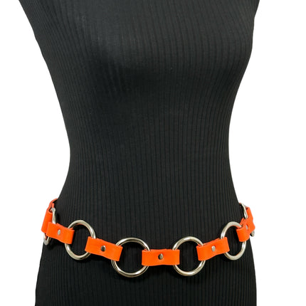 BT110M-TANGERINE  VEGAN LEATHER 1 1/4" RING LINK BELT