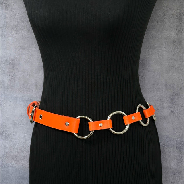 BT110M-TANGERINE  VEGAN LEATHER 1 1/4" RING LINK BELT