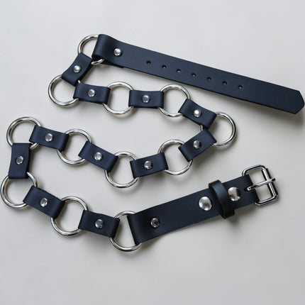 BT110 1 1/4" GENUINE LEATHER  RING LINK BELT