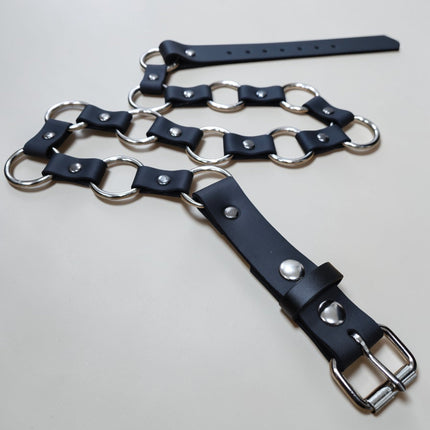 BT110 1 1/4" GENUINE LEATHER  RING LINK BELT