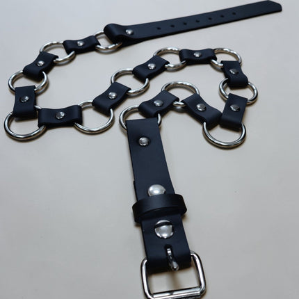 BT110 1 1/4" GENUINE LEATHER  RING LINK BELT