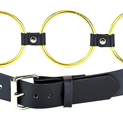 BT111-2.5-BRS BLACK LEATHER 2.5" BRASS RING LINK BELT