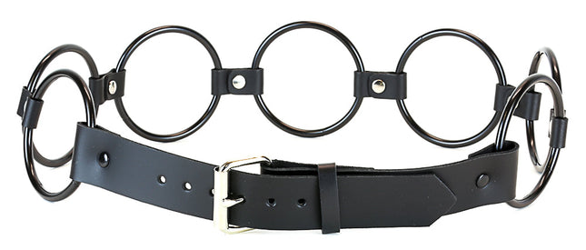 BT111-250-BS BLACK LEATHER 2.5" BLACK RING LINK BELT