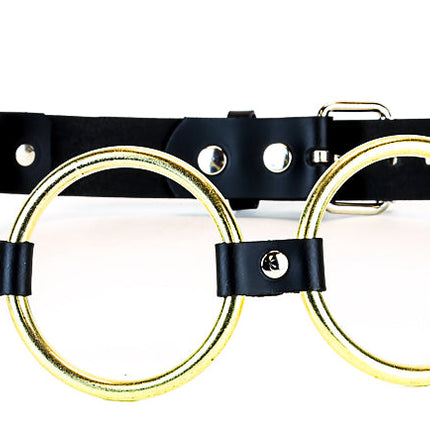 BT111-BRS 3" RING BLACK LEATHER 3" BRASS RING LINK BELT