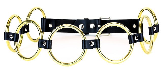 BT111-BRS 3" RING BLACK LEATHER 3" BRASS RING LINK BELT