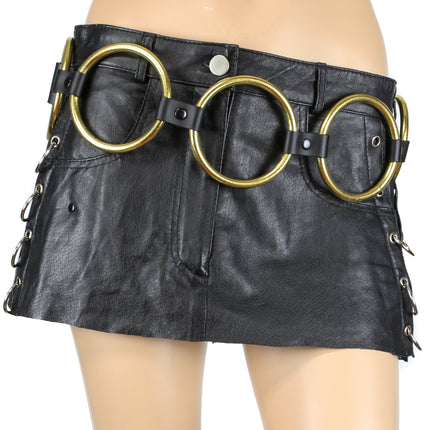 BT111-BRS 3" RING BLACK LEATHER 3" BRASS RING LINK BELT