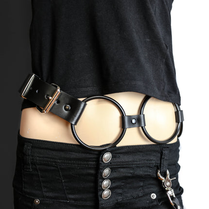 BT111-BS 3" RING BLACK LEATHER 3" BLACK RING LINK BELT