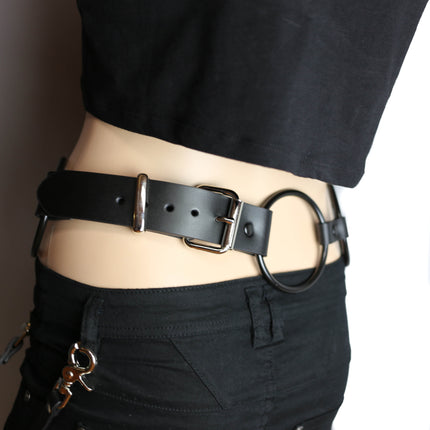 BT111-BS 3" RING BLACK LEATHER 3" BLACK RING LINK BELT