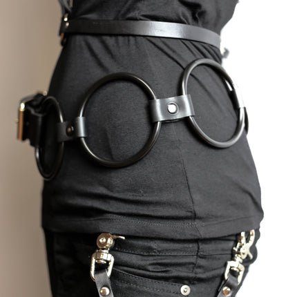 BT111-BS 3" RING BLACK LEATHER 3" BLACK RING LINK BELT