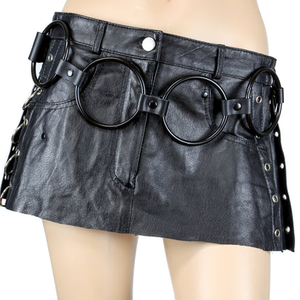 BT111-BS 3" RING BLACK LEATHER 3" BLACK RING LINK BELT