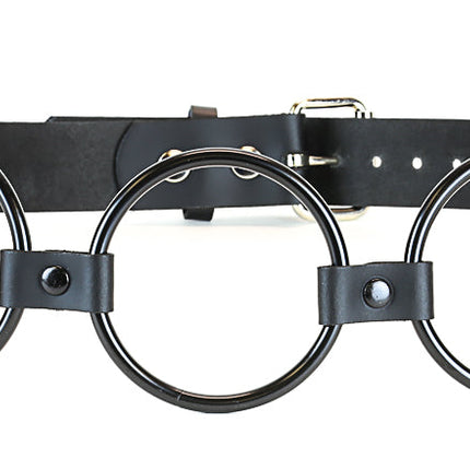BT111-BS 3" RING BLACK LEATHER 3" BLACK RING LINK BELT