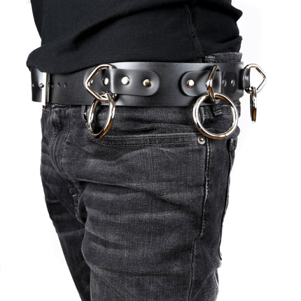 BT114  1 3/4" WIDE LARGE BONDAGE 1 1/2" RING BELT