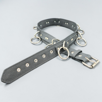 BT114C-BLK BLACK CANVAS BONDAGE BELT, LARGE LOOPS & RINGS