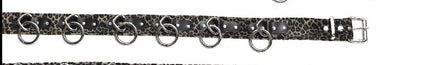 BT114L-GREEN LEOPARD  BONDAGE BELT FUZZY FABRIC BONDED LEATHER
