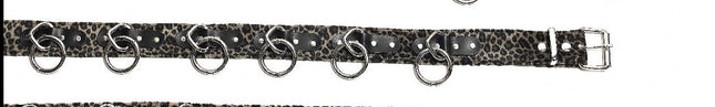 BT114L-GREEN LEOPARD  BONDAGE BELT FUZZY FABRIC BONDED LEATHER