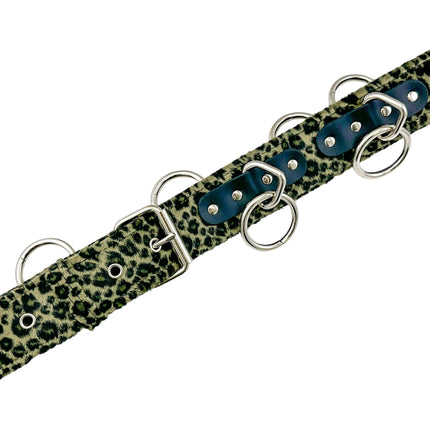 BT114L-GREEN  FUZZY LEOPARD BONDAGE  BELT