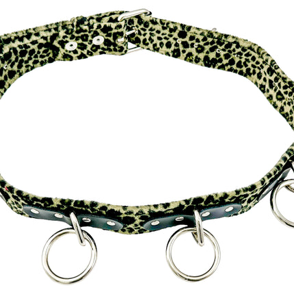 BT114L-GREEN  FUZZY LEOPARD BONDAGE  BELT