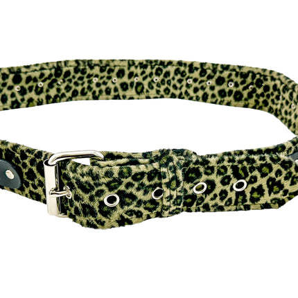 BT114L-LEOPARD FUZZY FABRIC BONDAGE BELT